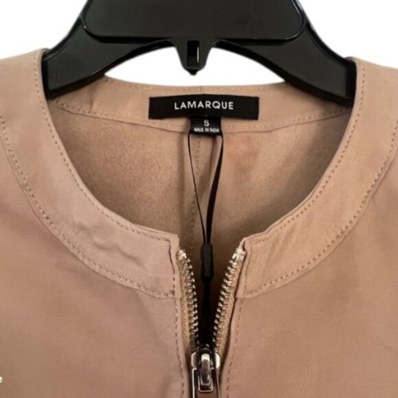 Lamarque light brown flutter sleeve zip crop top size M - Picture 3 of 5